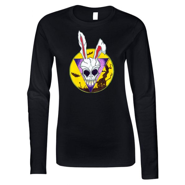 Rabbit-Skull-Womans-long-sleeve-t-shirt-Black